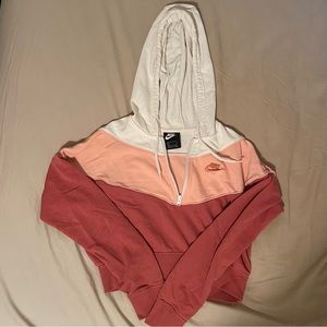 Nike Tricolor Cropped Quarter Zip Hoodie